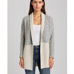 Lovemarks Gray and Cream Long Cardigan Sweater Size Medium